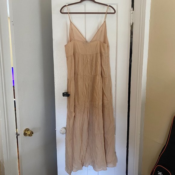 All Sunny Days Tan Tiered Button-Front Maxi Dress - Picture 3 of 7